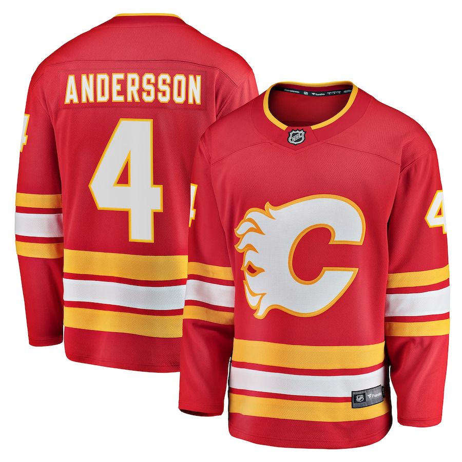 Men Calgary Flames 4 Rasmus Andersson Fanatics Branded Red Home Team Breakaway Player NHL Jersey